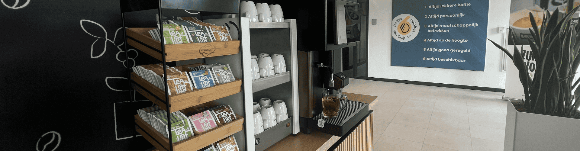 tea of life in showroom Van Duijnen Almere